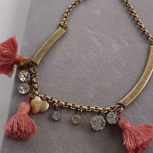 J. Crew Tassel Statement Rhinestone Necklace